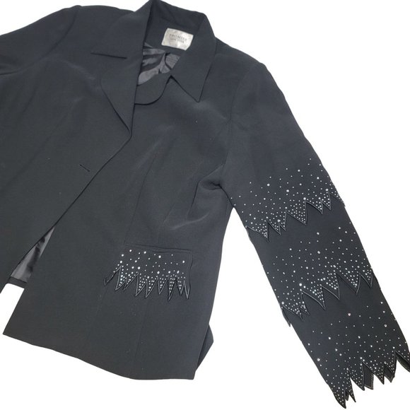 Promise New York vintage black witchy sparkle rhinestone rocker blazer jacket 20 - Picture 2 of 14